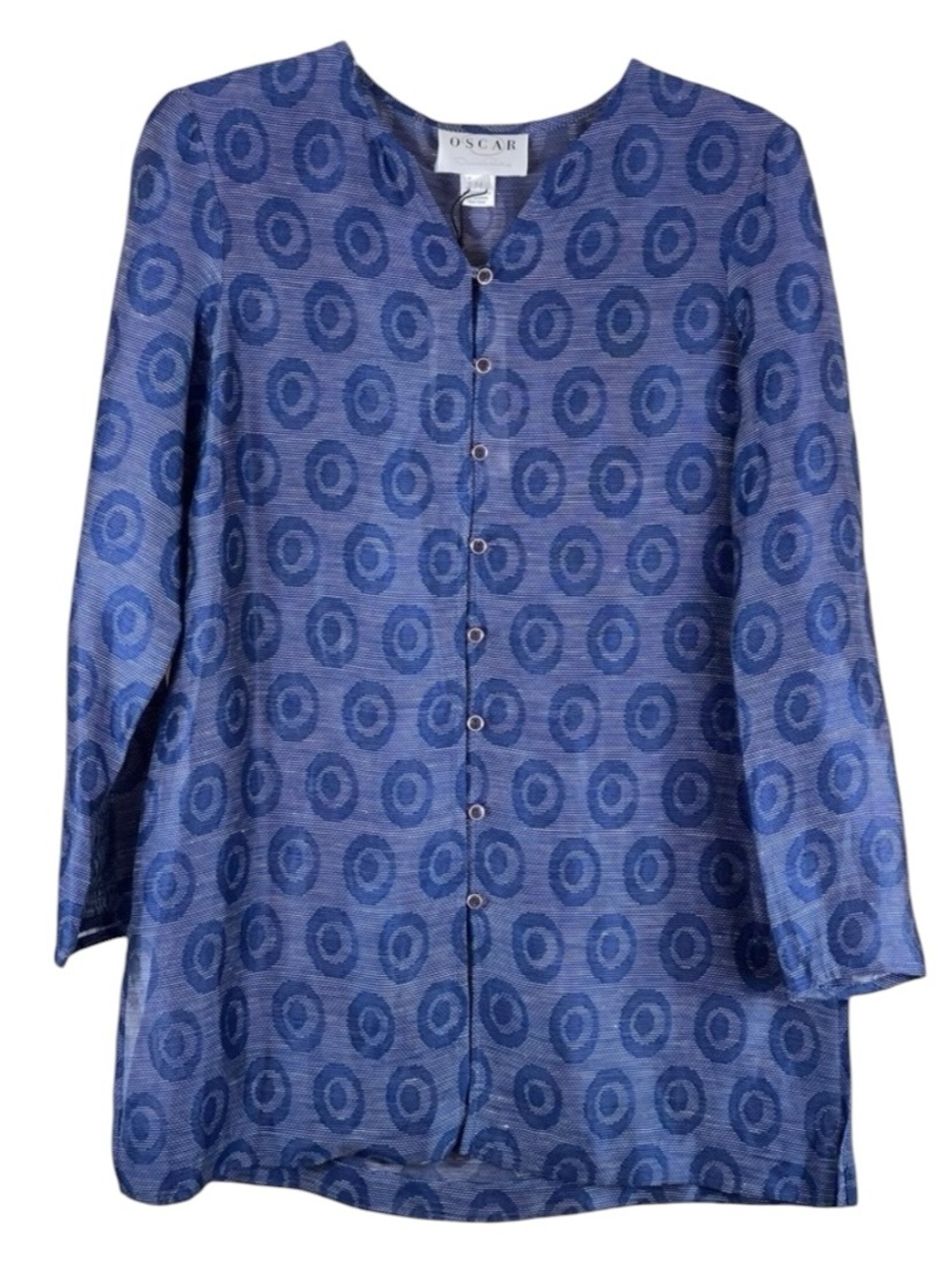 NWT Oscar de La Renta “Ocean” linen blend tunic. Size 14. New- old stock - Picture 2 of 11
